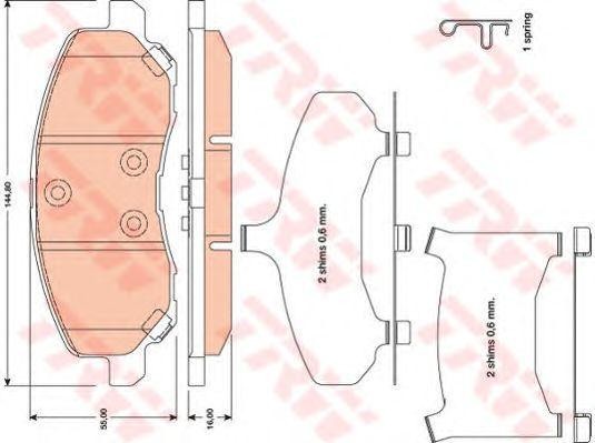 Колодки передние CHRYSLER SEBRING (JS), DODGE CALIBER, MITSUBISHI ASX GDB4142 GDB4142 TRW