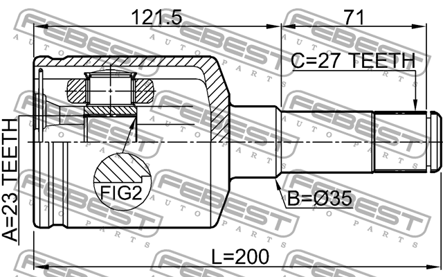 ШРУС ВНУТРЕННИЙ ЛЕВЫЙ 23X35X27 подходит для CHEVROLET EPICA 2004-2010 [EU] 1011- 1011-EPICLH FEBEST