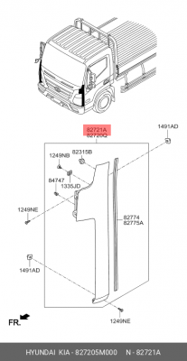 Панель HYUNDAI EX6,8 дв.D4CC угловая правая OE 827205M000 HYUNDAI KIA