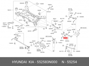 Сайлентблок HYUNDAI Equus (13-) KIA Quoris (11-) рычага поперечного подвески зад 552583N000 HYUNDAI KIA