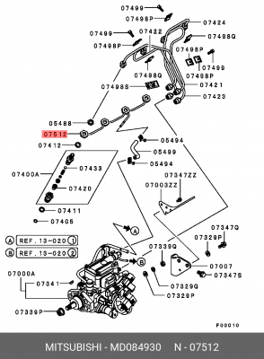 ТРУБКА ВОЗВРАТА ТОПЛИВА ТОПЛИВ.ФОРСУНК md084930 MD084930 MITSUBISHI