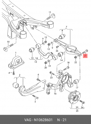 Болт AUDI A3 (05-) рычага переднего OE N 106 286 01 VAG