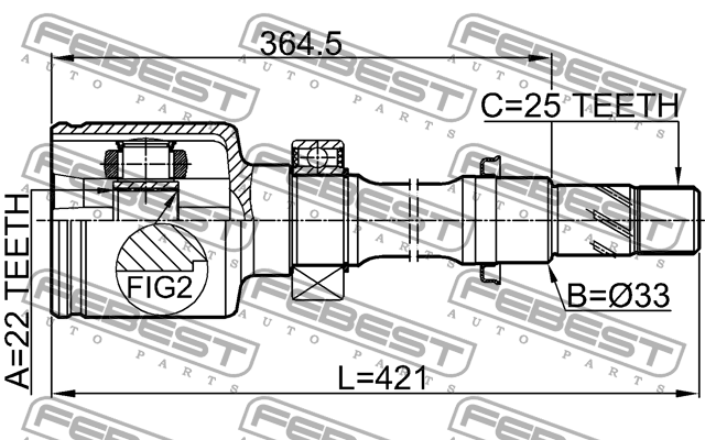 ШРУС внутренний правый 22X33X25 2411-FLUERH FEBEST