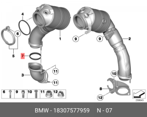 кольцо уплотнительное глушителя!\ BMW E70/E71/F01/F02/F07/F10 N63 All 18 30 7 577 959 BMW