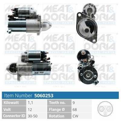 Стартер CHEVROLET Cruze OPEL Astra J (10-),Insignia (08-),Vectra C (02-) MEAT&DO 5060253 MEAT DORIA