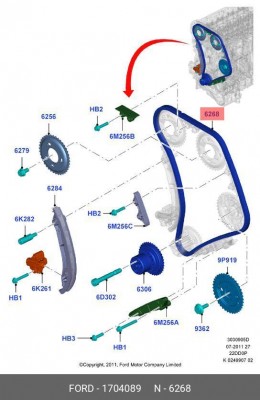 Цепь ГРМ FORD Transit (06-) (2.4TDCI) OE 1704089 FORD