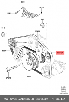 Ролик приводного ремня LR036304 LR036304 LAND ROVER