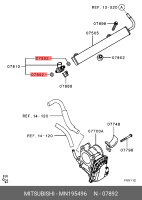 Кольцо уплотнительное MITSUBISHI Colt (05-12) форсунки топливной OE MN195496 MITSUBISHI