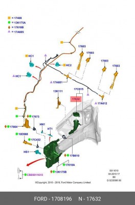 Крышка бачка омывателя FORD Focus (11-) фар OE 1 708 196 FORD