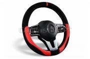 Оплетка руля (M) 37-39см черно-красная экокожа-замша Tag CARFASHION 31607 CARFASHION