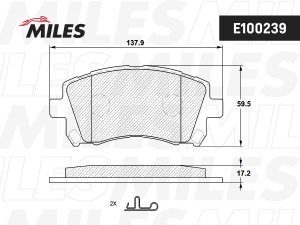 Колодки тормозные передние (без датчика) (Смесь Semi-Metallic) (SUBARU FORESTER  E100239 MILES