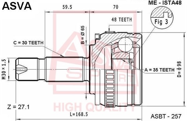 ШРУС НАРУЖНЫЙ 35X65X30 12 MEISTA48 MEISTA48 ASVA