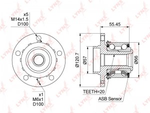 Ступица передняя в сборе, с ABS, ø 66 мм WH-1205 LYNXAUTO