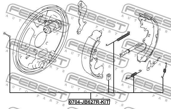 Ремкомплект монтажный барабанных колодок SUZUKI SX4, LIANA, BALENO, GRAND VITARA 0704-JB627R-KIT FEBEST