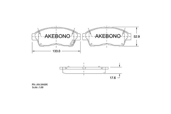 Колодки тормозные дисковые передние ПОДХОДЯТ ДЛЯ Toyota Camry V20 AN-394WK AN394WK AKEBONO