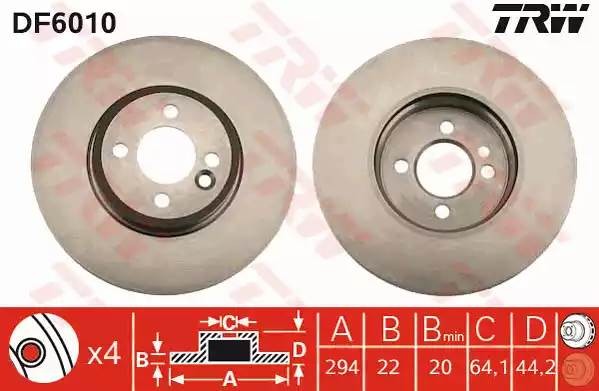 Диск тормозной передний MINI (R50, R56) DF6010 DF6010 TRW