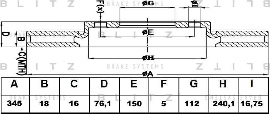 Диск тормозной задний вентилируемый TOYOTA Land Cruiser 200 07-LEXUS LX 570 07-  BS0355 BLITZ