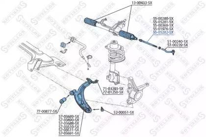 тяга рулевая! с г/у\ Fiat Palio 96>/Strada 99> 55-05282-SX STELLOX