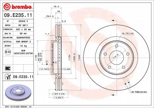 Диск тормозной 09.E235.11 09E23511 BREMBO
