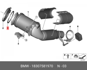 прокладка приемной трубы глушителя!\ BMW F20/F21 18 30 7 581 970 BMW
