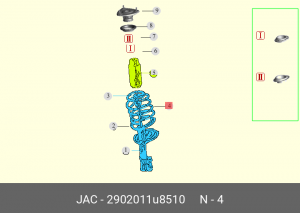 Пружина JAC S3 подвески передней OE 2902011U8510 JAC
