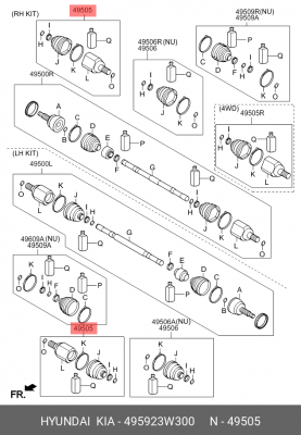ШРУС внутренний KIA Sportage (10-) правый OE 49592-3W300 HYUNDAI KIA