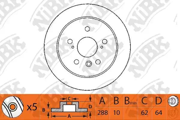 Диск тормозной TOYOTA CAMRY V10/V20 3.0 91-01/V30 2.4-3.0 01- задний RN1223 RN1223 NIBK