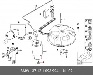 Болт с шестигранной головкой с шайбой 37 12 1 093 994 BMW