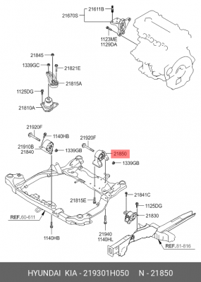 Опора двигателя HYUNDAI Elantra (07-) KIA Ceed (06-) задняя OE 219301H050 HYUNDAI KIA