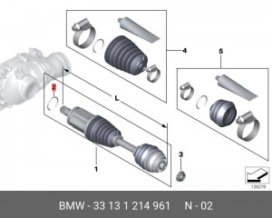 Кольцо стопорное BMW ШРУСа OE 33 13 1 214 961 BMW