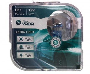 Лампа галогенная H11 12V 55W "NORD YADA" Extra Light +50% (Plastic case) (2 шт.) 907367 NORD YADA
