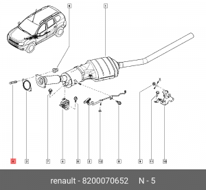 Шпилька RENAULT коллектора выпускного OE 8200070652 RENAULT