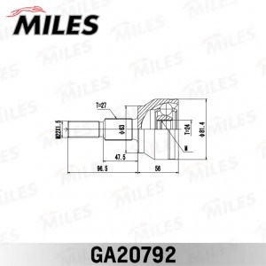 ШРУС наружный FORD FOCUS III/C-MAX II 1.6TI 10- (GSP 818244) GA20792 GA20792 MILES