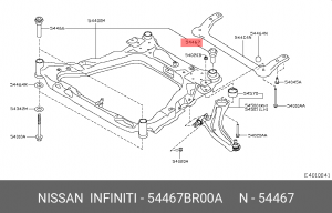 Сайлентблок подрамника задний NISSAN 54467-BR00A 54467-BR00A NISSAN