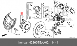 Ступица колеса заднего 42200TBAA02 42200TBAA02 HONDA