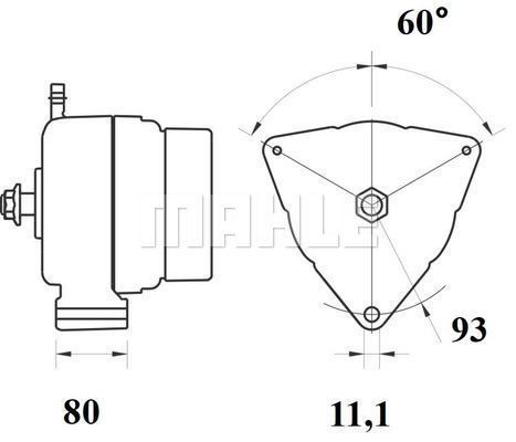Генератор NCB2 28V 110A 60° влево/вправо MAN TGA MG 794 MAHLE KNECHT