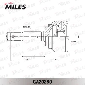 ШРУС наружный MITSUBISHI SPACE WAGON/GALANT 1.8/2.0 91-98 (GKN 303394) GA20280 GA20280 MILES
