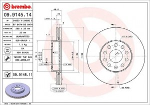 Диск тормозной 09.9145.11 09.9145.11 BREMBO