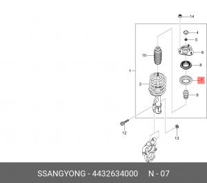 Проставка пружины SSANGYONG Actyon (10-) передней верхняя OE 4432634000 SSANG YONG