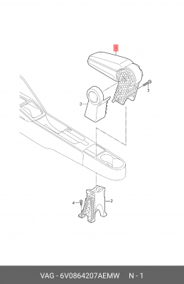 Подлокотник VW Polo черный OE 6V0864207AEMW VAG