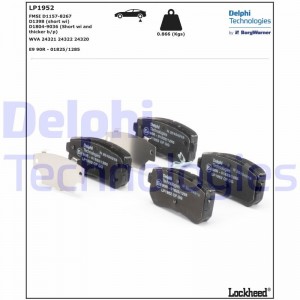 Колодки задние KIA CEE'D, HYUNDAI i30 LP1952 LP1952 DELPHI