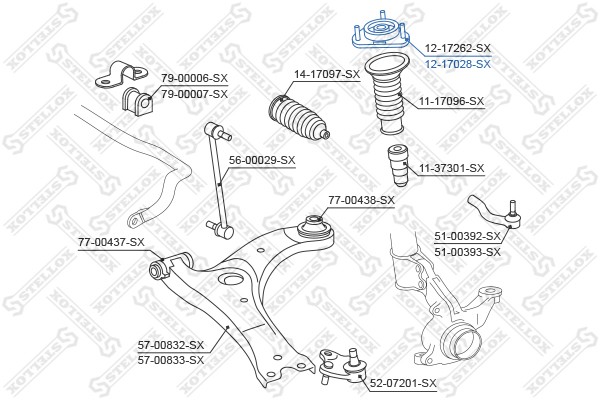 Опора амортизатора TOYOTA Camry (18-21) переднего STELLOX 12-17028-SX STELLOX