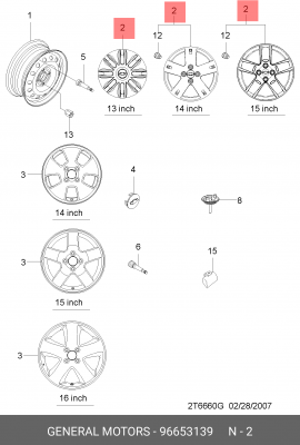 КОЛПАК КОЛЕСНОГО ДИСКА R15 / CHEVROLET AVEO 06~ 96653139 GENERAL MOTORS