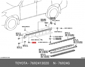 клипса! крепления молдинга\ Toyota Land Cruiser/4Runner 09-13 76924-13020 TOYOTA