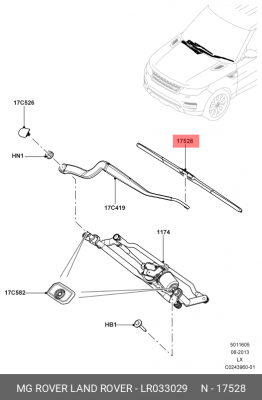 Щетка стеклоочистителя LAND ROVER Sport (14-) правая OE LR033029 LAND ROVER