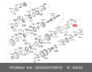 Гайка HYUNDAI HD65,72,78,County дв.D4AL хвостовика КПП OE QD43034T00010 HYUNDAI KIA