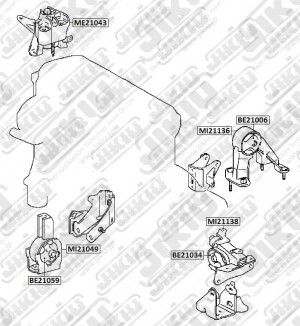 Катридж задн опоры двигателя TOYOTA WISH 03-09, IPSUM, PICNIC 01-09, ISIS 04-, 1 BE21006 JIKIU