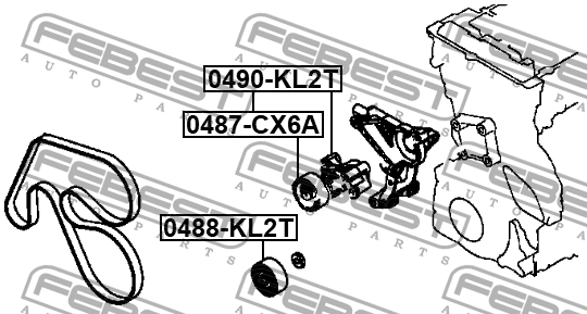 Ролик приводного ремня MITSUBISHI L200 (16-) (4N15) натяжителя FEBEST 0488-KL2T FEBEST