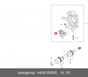 Опора шаровая SSANGYONG Actyon (06-),Kyron (05-),Actyon Sports,Rexton (06-) нижн 4454109005 SSANG YONG