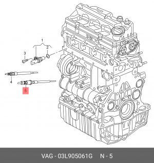 свеча накал.! с датчиком давл.\ Audi A4 8W2/8W5 03L 905 061 G VAG